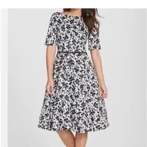 Elegant Black and White Floral Dress